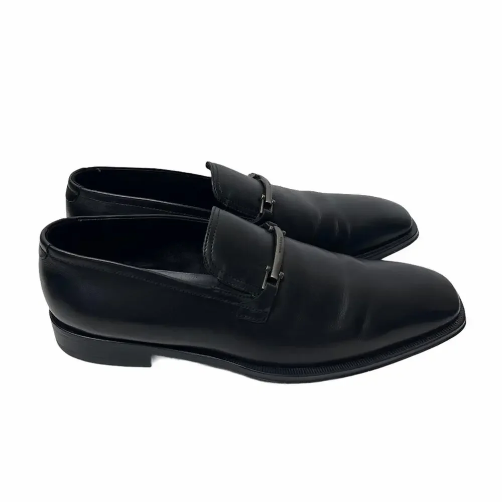 Hugo Boss Leather Loafers with Buckle Detail Black 6.5 Men's